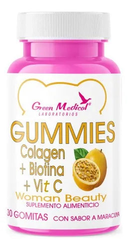 GUMMIES COLAGENO+BIOTINA+VITAMINA C SABOR MARACUYA X30 GREEN MEDICAL
